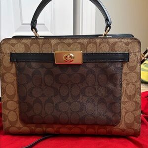Coach Signature Brown and Black Satchel